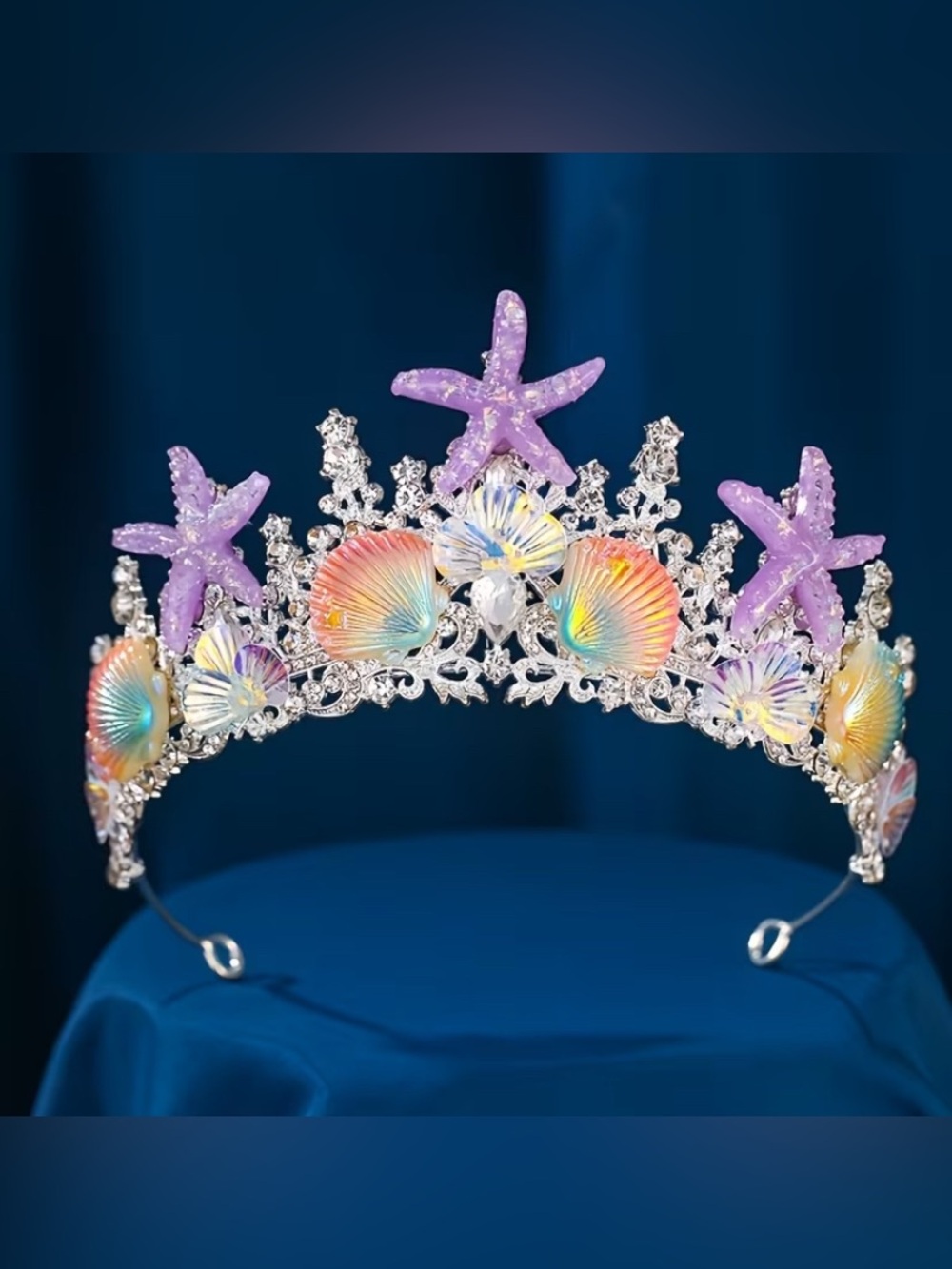Mermaid Shell & Starfish Tiara Headband - Purple & Iridescent